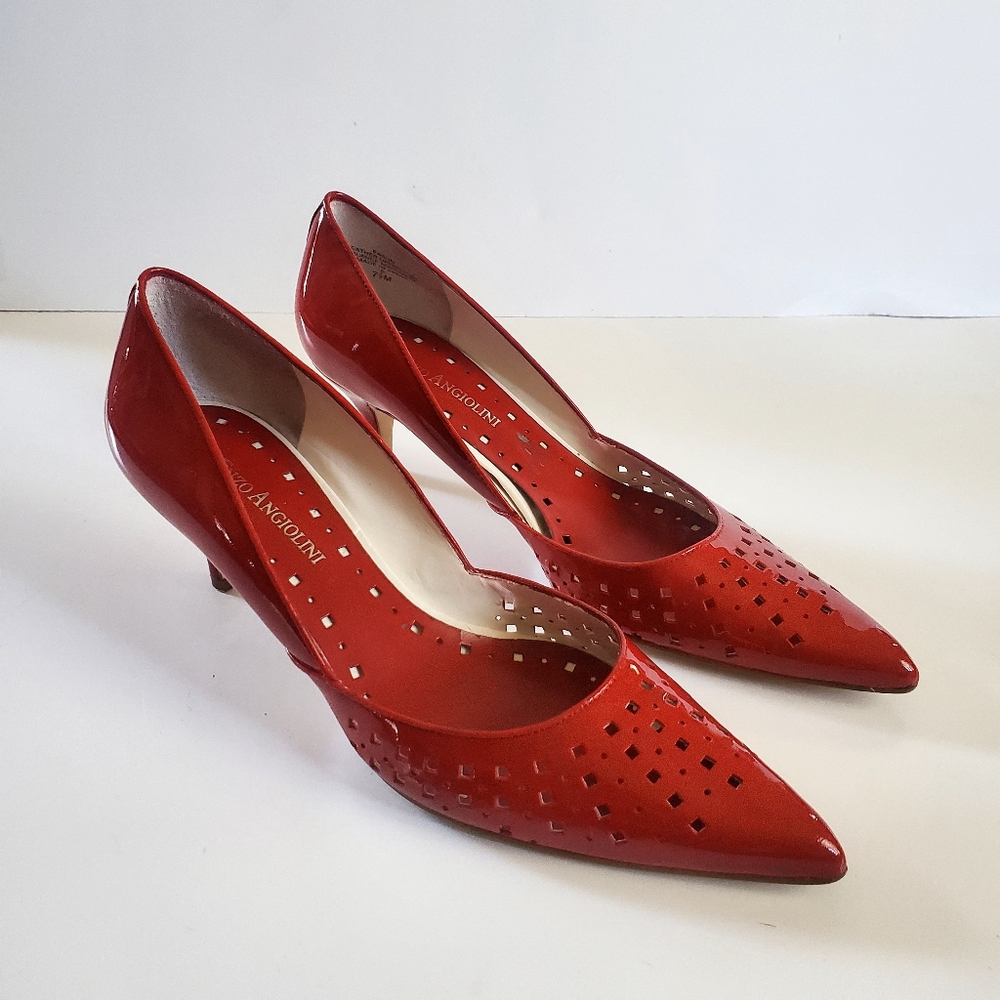 Enzo Angiolini Red Patent Pointed-Toe Heels